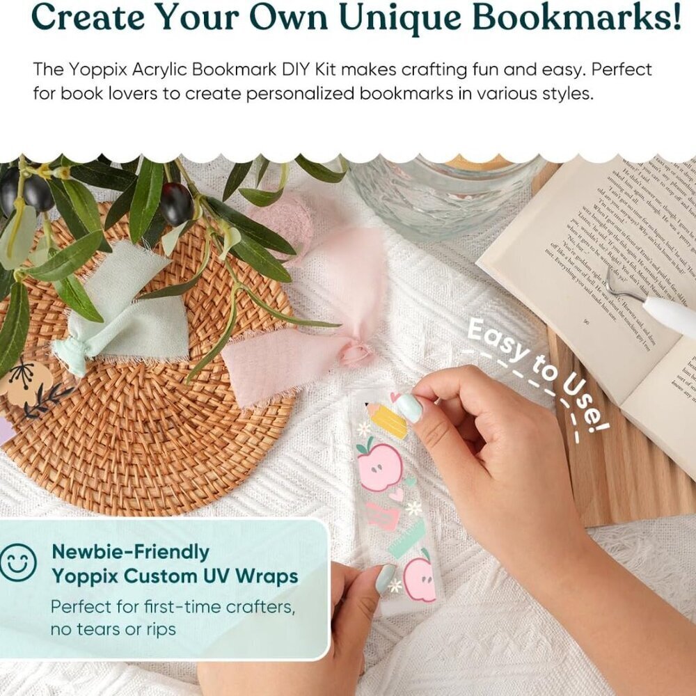 Acrylic Bookmark Making Kit 65 Pcs with Stickers & Ribbons - Picture 2 of 7